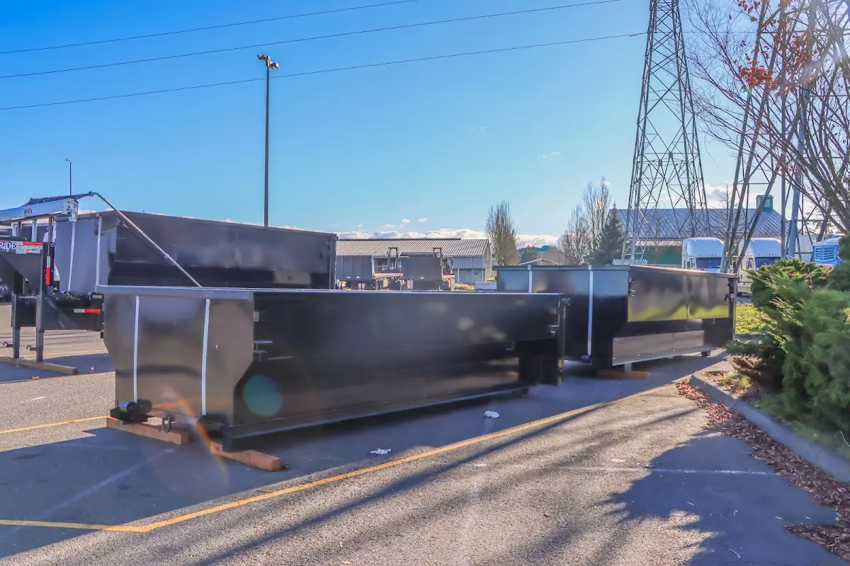 Roll-off dumpster ready for waste disposal at job site for 6 Yard Dumpster Rental in Bardstown